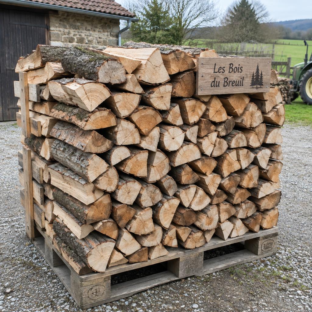 Bois de chauffage 45 cm – 3 stères – Bois dur sec – Les Bois du Breuil